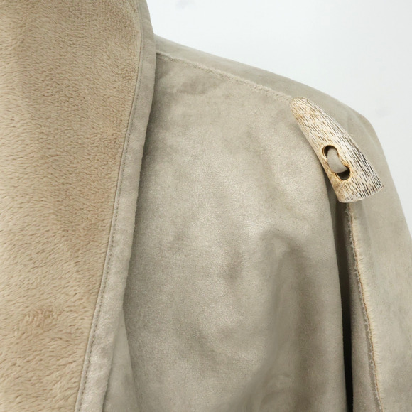 Mycra Pac One Jacket Womens Medium Beige Microfiber Open Front Sherpa Lined Coat - Picture 6 of 16